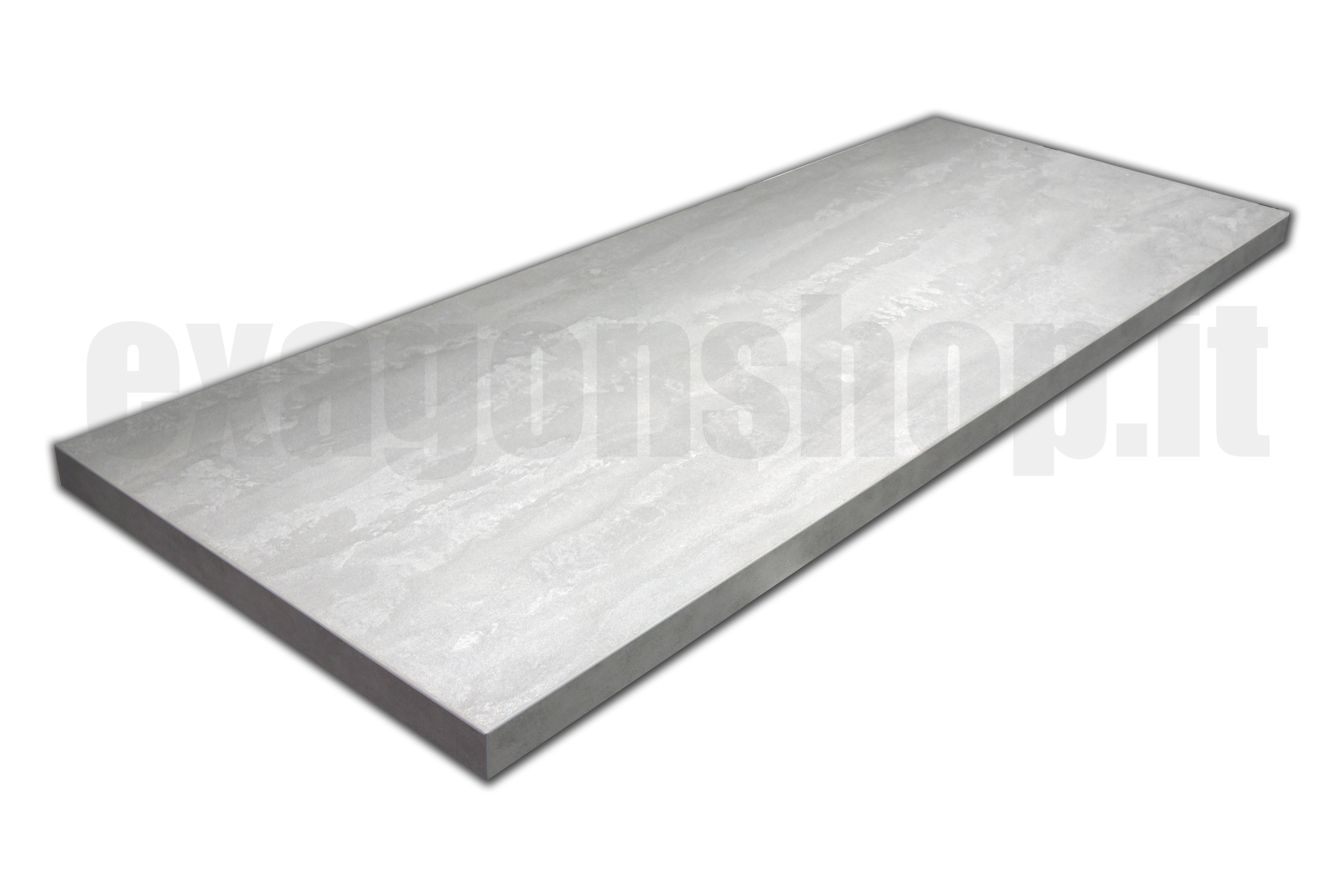 Mensola per lavabo d'appoggio 120x46 senza foro senza staffe effetto legno grigio