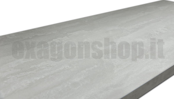 Mensola per lavabo d'appoggio 120x46 senza foro senza staffe effetto legno grigio