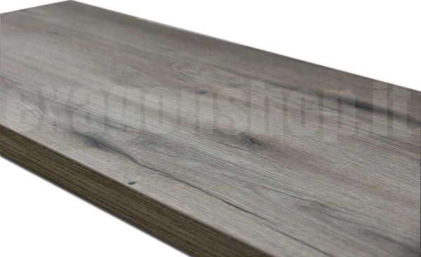 Mensola per lavabo d'appoggio 80x46 senza foro senza staffe effetto legno Rovere Fossile