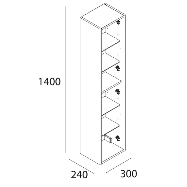 Colonna Bagno 140x30 bianco lucido Firenze Reversibile Push open