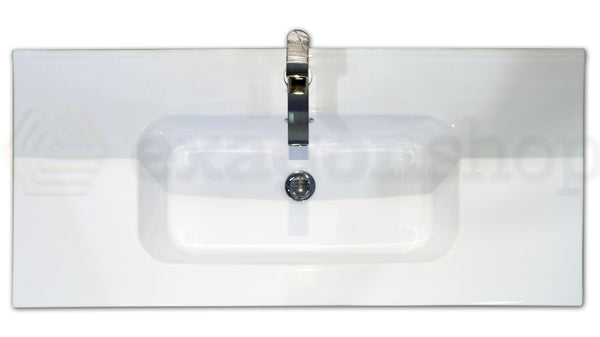Mobile Bagno 100x45 Rovere Scuro lavabo in porcellana e specchio Rigo