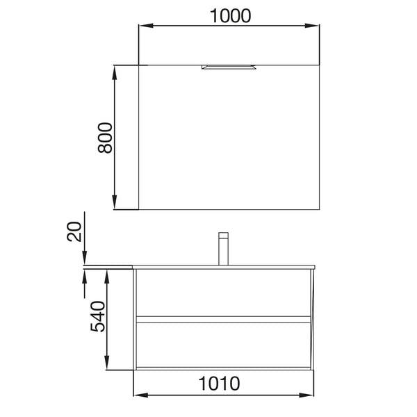 Mobile Bagno 100x45 Rovere Scuro lavabo in porcellana e specchio Rigo