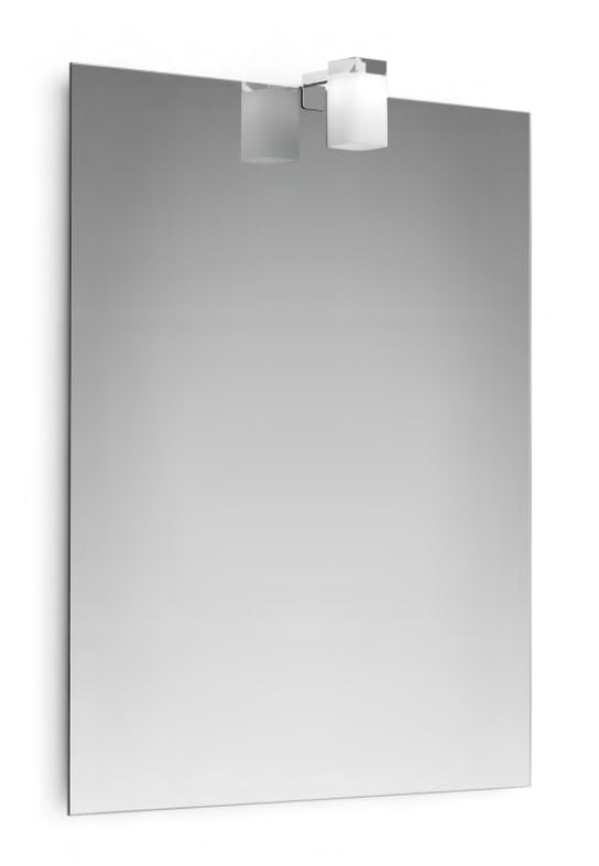 Specchio bagno 60x80 con Lampada a bicchiere e telaio eko in lamiera zincata