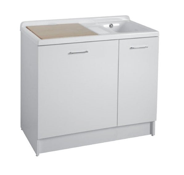 Colavene Active Wash mobile lavatoio 100x55 con doppia vasca e cesto portabiancheria estraibile bianco lucido