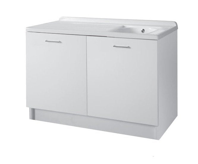 Colavene Active Wash mobile lavatoio 130x65 con vasca destra e cesto portabiancheria estraibile bianco lucido