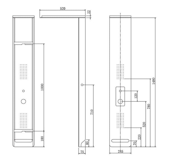 New line pannello doccia idromassaggio effetto pioggia nero bianco