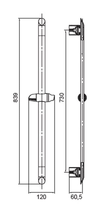 New Line Asta Doccia 84 Cm Rotante Con Supporto Regolabile In Ottone Cromo