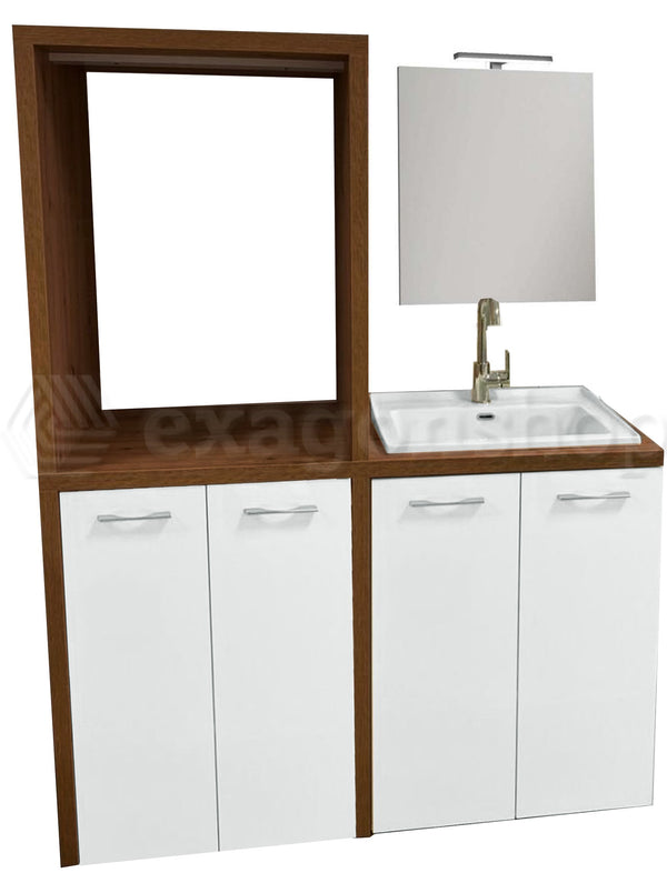 Adele lavanderia porta lavatrice asciugatrice specchio e lavatoio noce bianco lucido