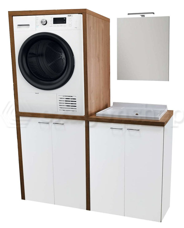 Adele lavanderia porta lavatrice asciugatrice specchio e lavatoio noce bianco lucido
