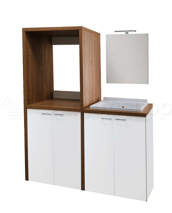 Adele lavanderia porta lavatrice asciugatrice specchio e lavatoio noce bianco lucido