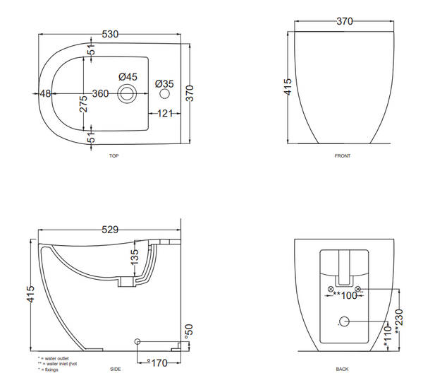 Cielo Fluid Bidet Monoforo A Pavimento In Ceramica bianco Lucido