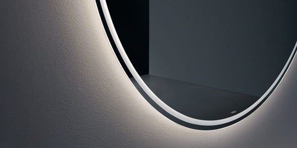 Antonio Lupi Albore72w Specchio 72 Cm tondo Con spenta, dettaglio del corpo lampada e dei materiali - Antonio Lupi Design