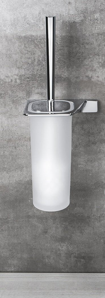 Colombo alize b2507s porta scopino sospeso sinistro in vetro acidato naturale cromo