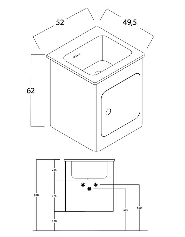 Mobile bagno bianco opaco 60x50 in alluminio con specchio tondo 60 cm Alluminium
