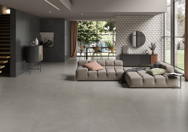 La fenice Touch pavimento rivestimento 90x90 rettificato in gres porcellanato effetto cemento prima scelta grigio