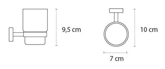 Bicchiere Portaspazzolini a muro cromo New Line M5 Cromato, vista laterale del profilo a muro - Exagonshop
