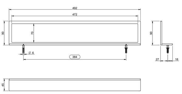 Treemme 5mm IT9026ISZZZZ mensola portaoggetti 49,2 cm bianco inox satinato