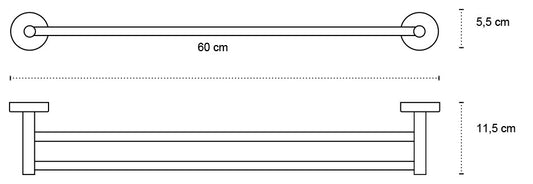 New Line N2 Portasciugamani 60 Cm tondo Doppio In Acciaio Cromo Lucido, dettaglio ravvicinato del materiale e...