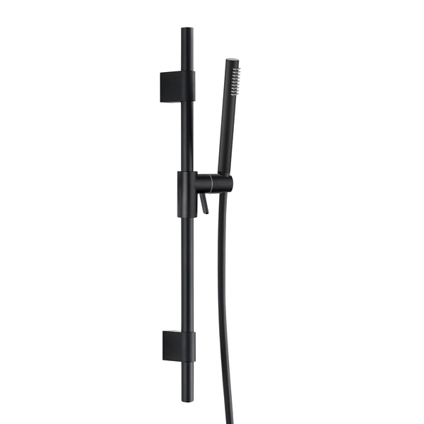 Asta doccia con saliscendi doccetta tonda in ottone e flessibile in pvc nero opaco