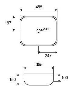 New Line Quadro ciotola Lavabo 49.5x39.5 Da Appoggio In Porcellana Bianco