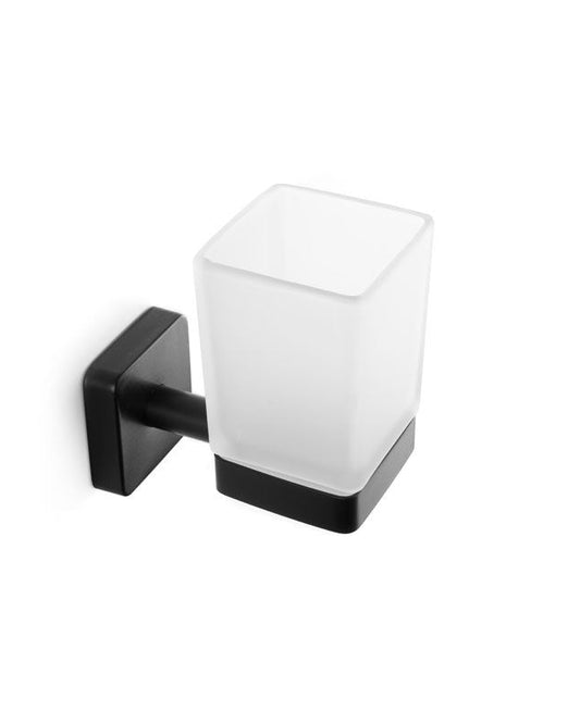 New Line M3 Bicchiere Portaspazzolini In Acciaio Inox Nero, dettaglio ravvicinato del materiale e dell'aggancio - Exagonshop