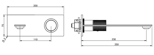 Treemme 3.6 RWIT9AA6IS21 miscelatore lavabo a muro con maniglia zigrinata senza parte incasso inox satinato