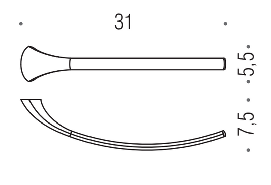 Colombo Link Portasciugamani 31 cm curvo cromo, dettaglio ravvicinato del materiale e dell'aggancio - Colombo Design