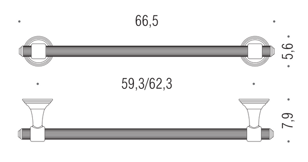 Colombo Hermitage b3311 Portasciugamani 65 cm in hps oro