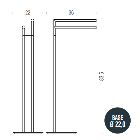 Colombo Design Mini Piantana con due aste Portasciugamani Stainless Steel Zirconium B40380HPS1
