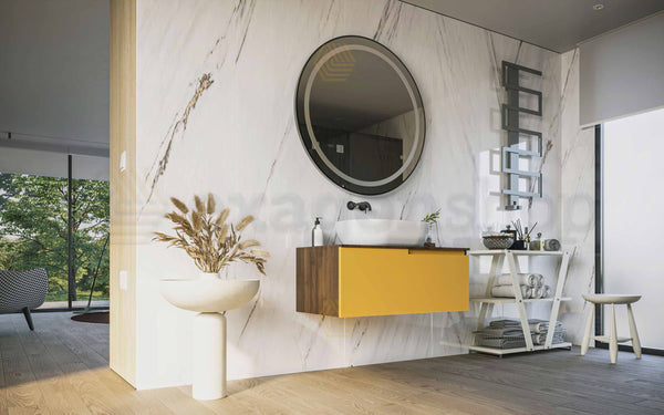 Mobile bagno Noce ocra 90x46 Sorrento un cassetto con lavabo da appoggio in ceramica