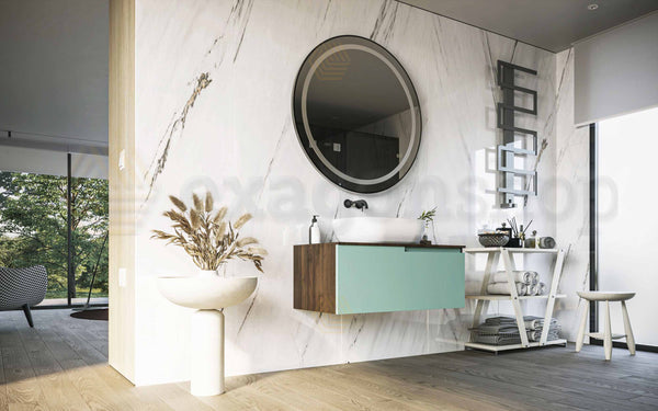 Mobile bagno Noce Salvia 90x46 Sorrento un cassetto con lavabo da appoggio in ceramica