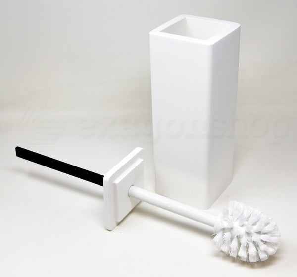 Bertocci fly portascopino a pavimento bianco manico nero BIANCO NERO, retro con sistema di fissaggio a parete