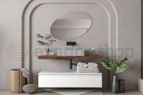 Mobile bagno tabacco bianco opaco 120x50 Oasy un cassetto con top e lavabo rettangolare da appoggio