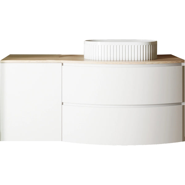 Mobile bagno 120x57 bianco opaco quercia Berna con lavabo in ceramica