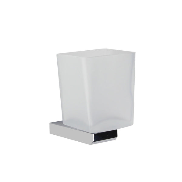 Koh-i-noor 4QUATTRO bicchiere portaspazzolini a muro in cristallo acidato e ottone cromato