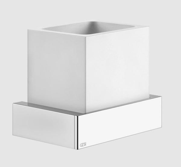 Bicchiere portaspazzolini a Muro Bianco Cromo Rettangolo 20807 Gessi