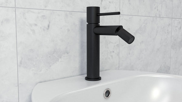 Coppia rubinetti lavabo alto e bidet senza scarico ottone nero opaco Memo