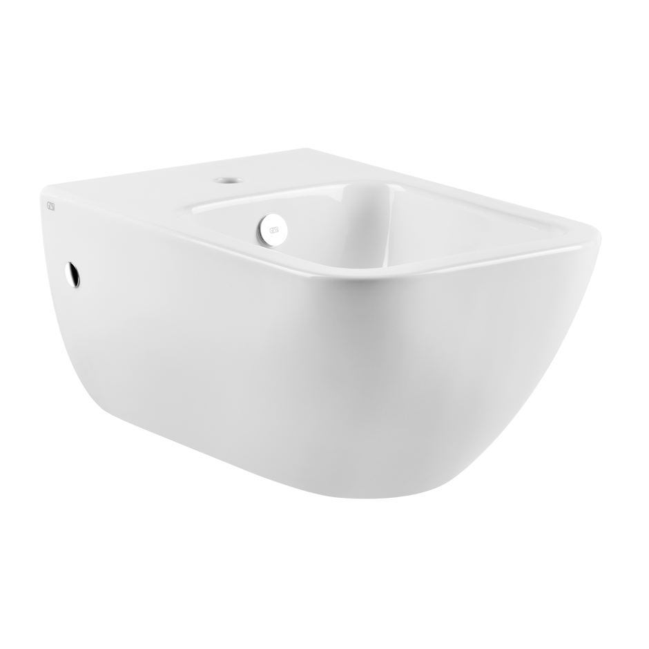 Bidet sospeso con troppopieno con coperchio cromo in ceramica bianco lucido 39115 gessi