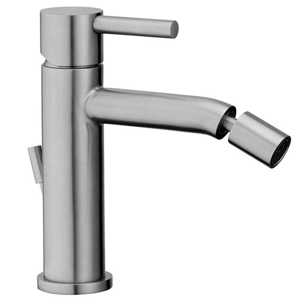 Paffoni Steel coppia Miscelatori Lavabo E Bidet in acciaio visto dall'alto con scarico e interno visibili