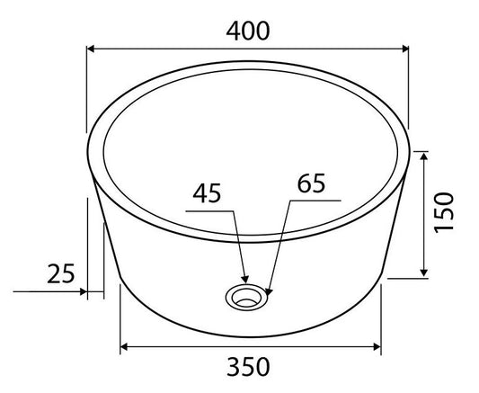 Ciotola 40 Cm Da Appoggio In pietra grigia e Marmo Nero New, vista laterale del profilo e della forma - Exagonshop