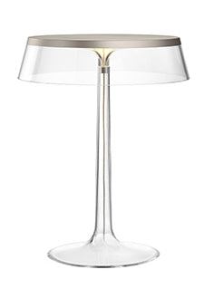 Flos Bon Jour Lampada Da Tavolo 41 cm a luce diffusa cromo opaco con corona trasparente