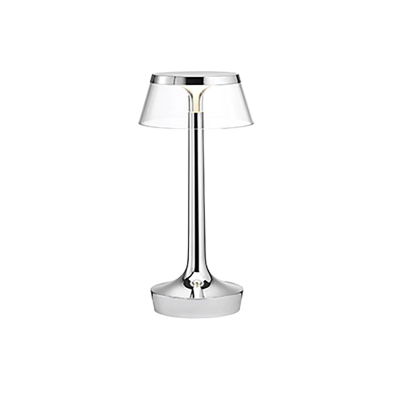 FLOS Bon Jour Unplugged Lampada da tavolo Ricaricabile cromo/corona trasparente