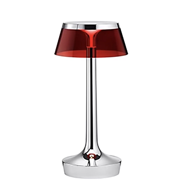 FLOS Bon Jour Unplugged Lampada da tavolo Ricaricabile cromo corona rossa