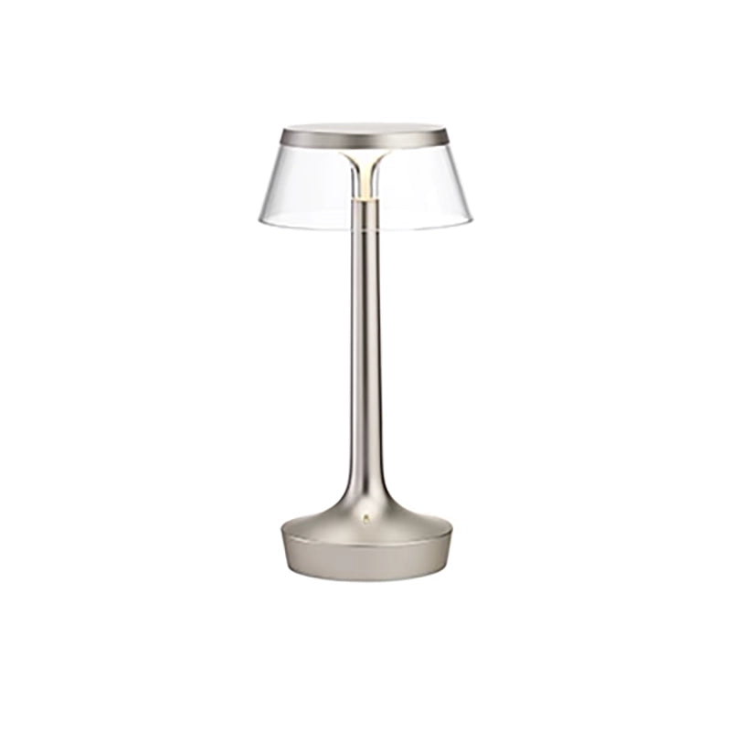 FLOS Bon Jour Unplugged Lampada da tavolo Ricaricabile cromo opaco corona trasparente
