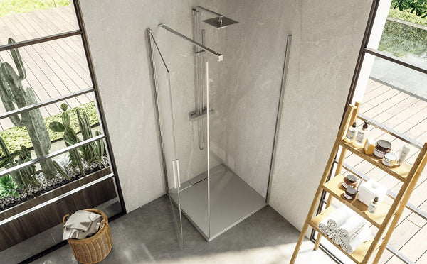 Box doccia 100x100 battente vetro temperato 6 mm 195 H cromo Linje