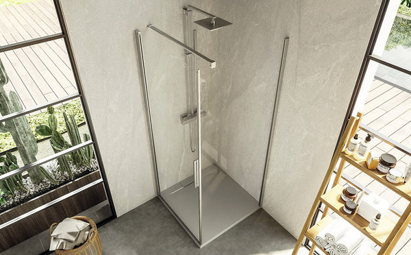 Box doccia 100x120 a battente vetro temperato 6 mm 195 H cromo Linje