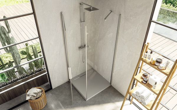 Box doccia 100x70 a battente vetro temperato 6 mm 195 H cromo Linje