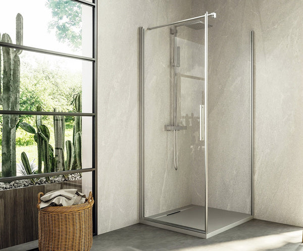 Box doccia 100x80 a battente vetro temperato 6 mm 195 H cromo Linje