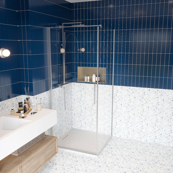 Box doccia 100x90 a battente vetro temperato 6 mm 195 H cromo Linje