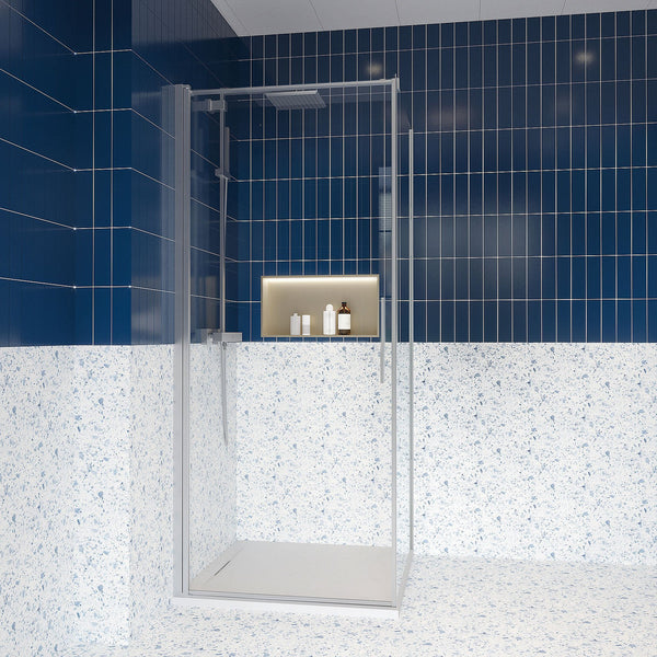Box doccia 100x90 a battente vetro temperato 6 mm 195 H cromo Linje